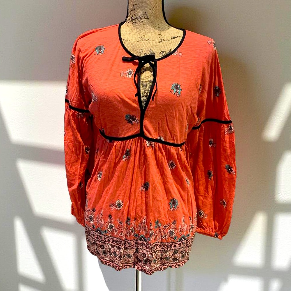 New Lucky Brand Coral Babydoll Blouse M